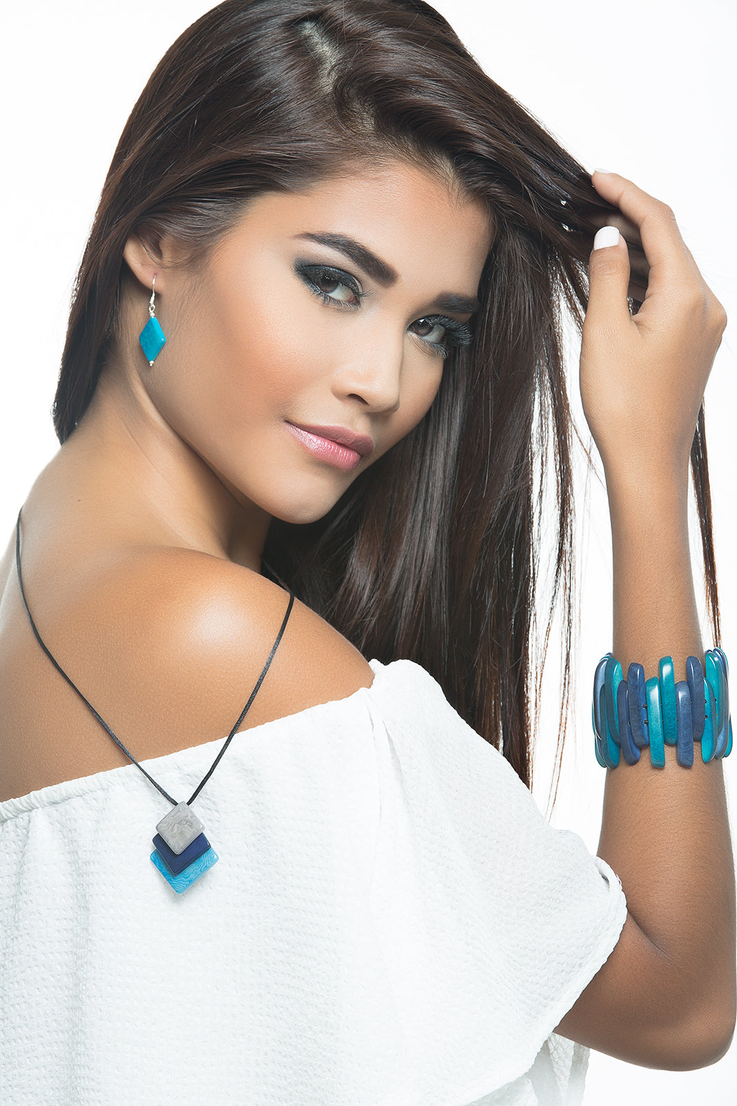 Diamante earrings (18mm) - Turquoise