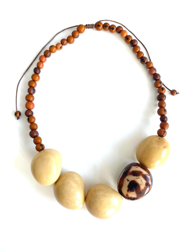 Tagua necklace x 5 - Beige