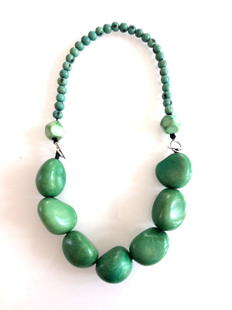 Tagua necklace x 7 - Green Mint