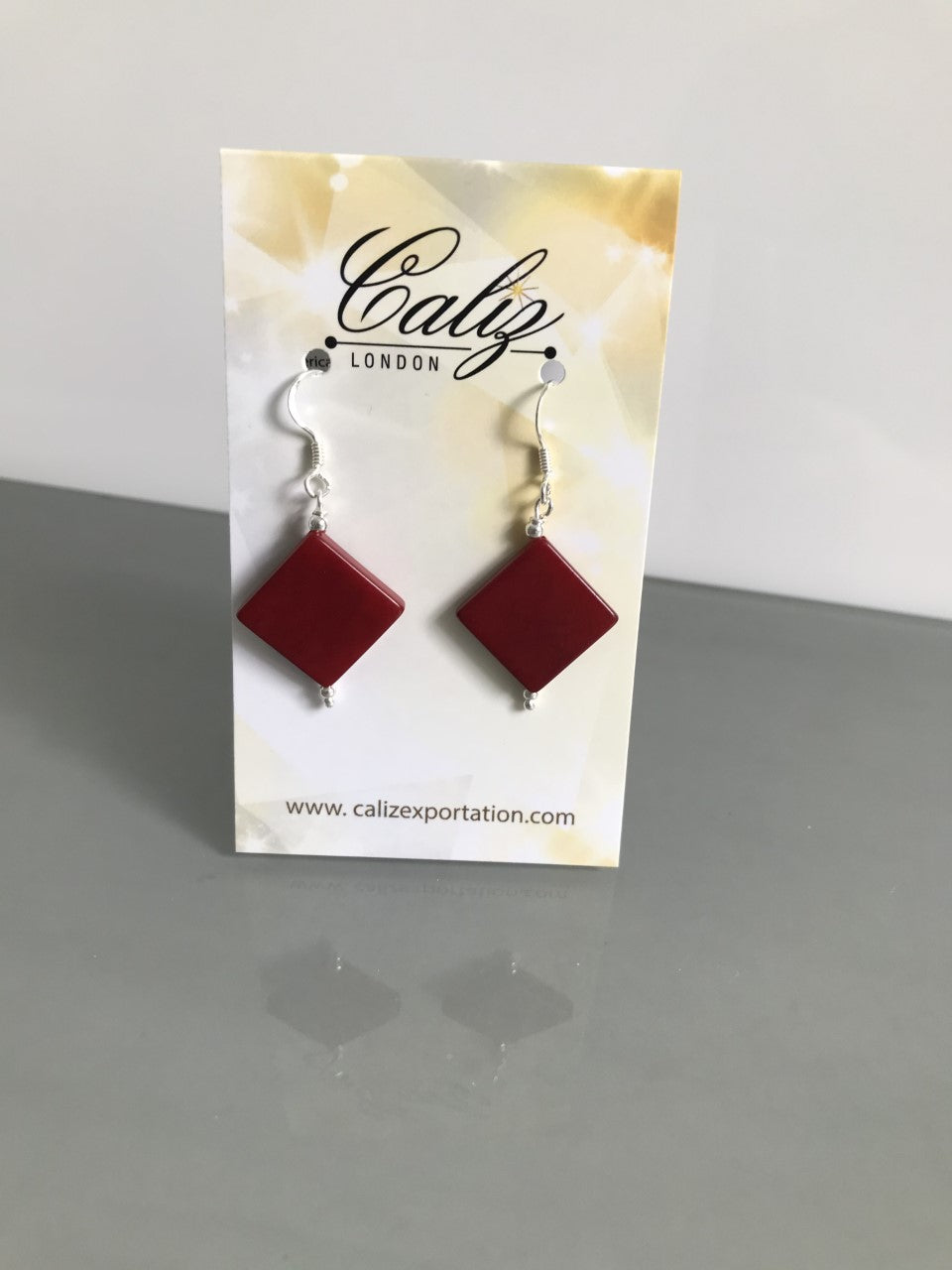 Diamante earrings (14mm) - Red