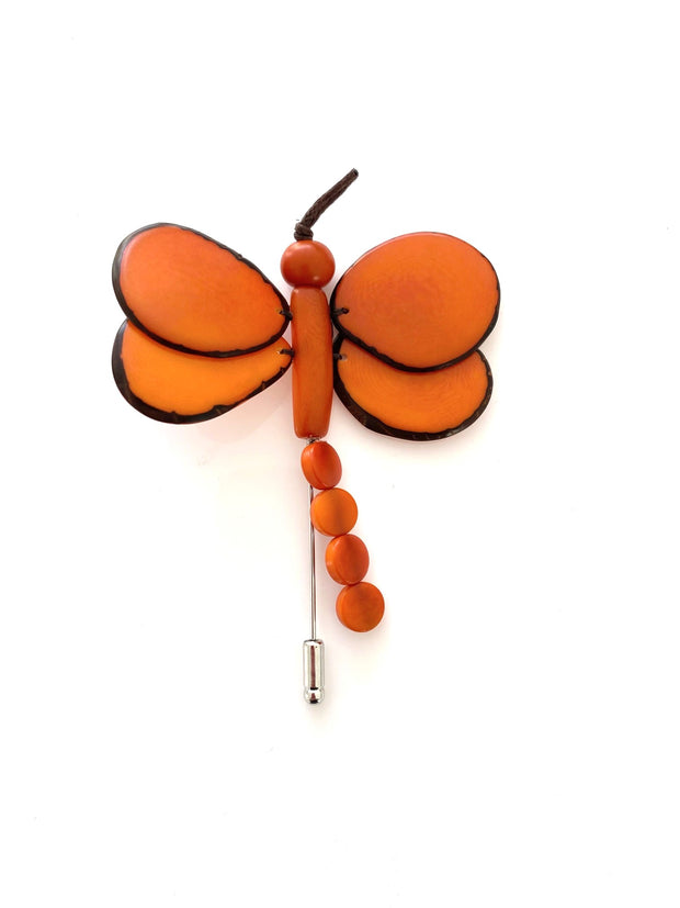 Dragonfly Brooch - Orange