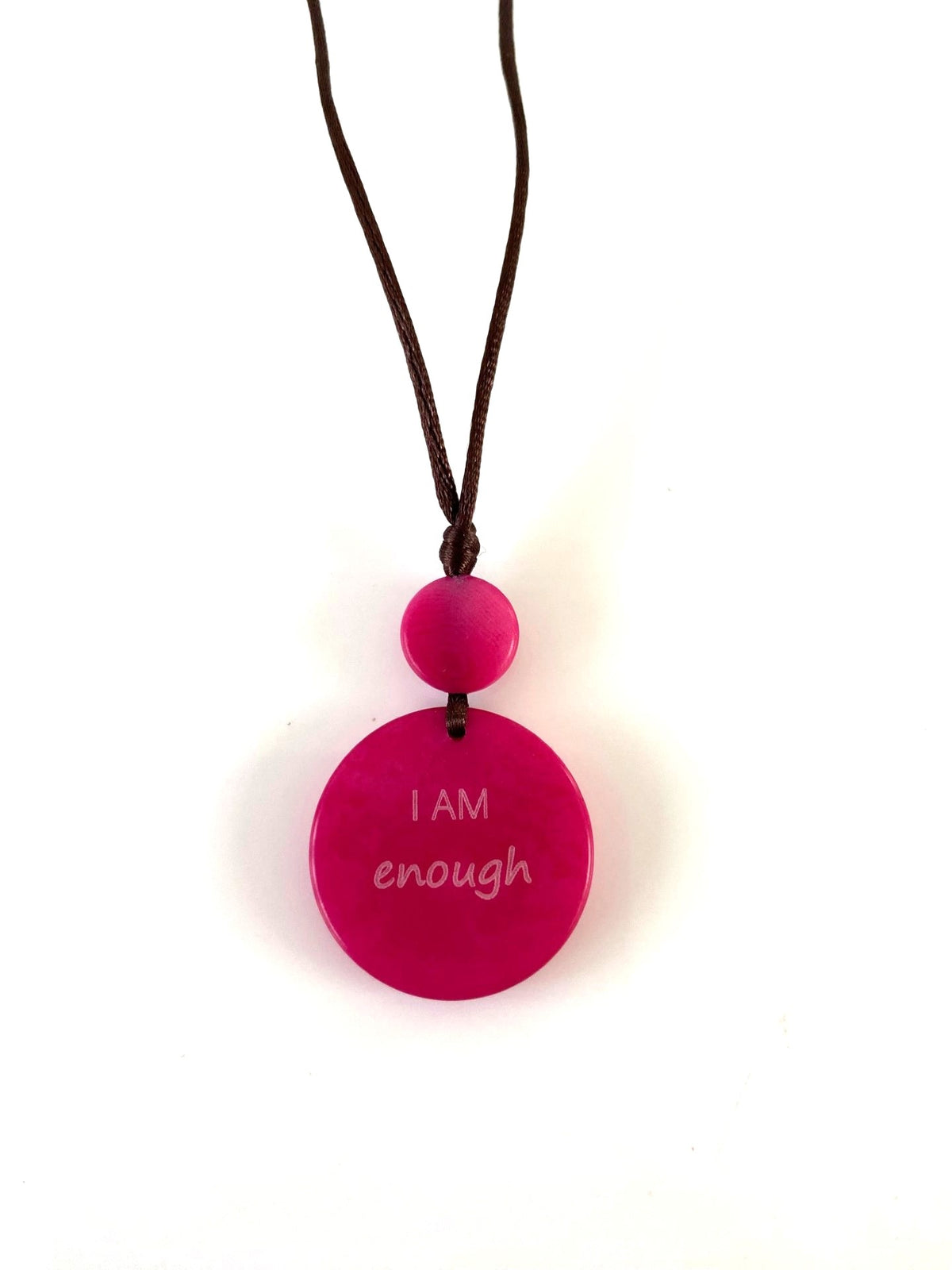 I AM ENOUGH - Disco pendant necklace - Pink
