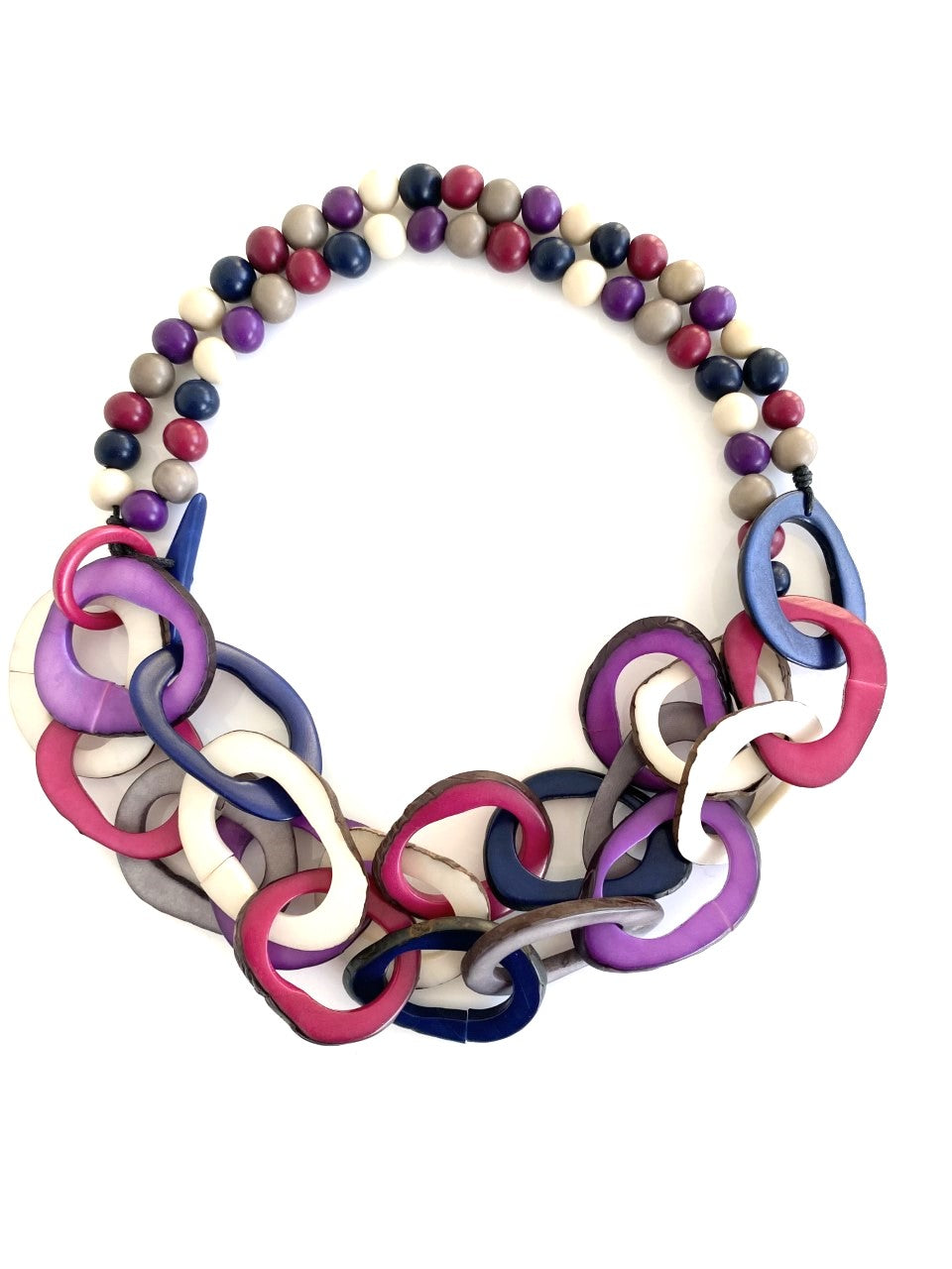Cadena Necklace - Navy/pink/grey/purple/ivory