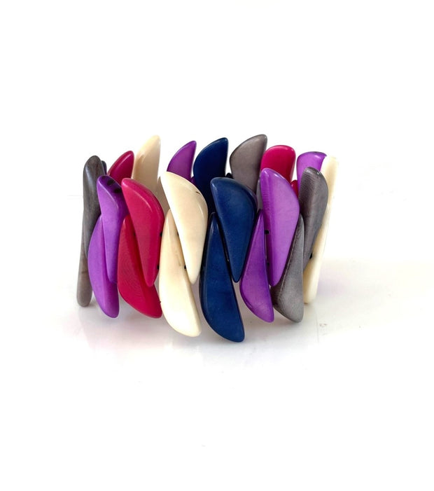 Colmillos Bracelet - Navy, pink, purple, grey & ivory