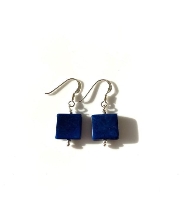 Cuadritos earrings (11mm) - Navy