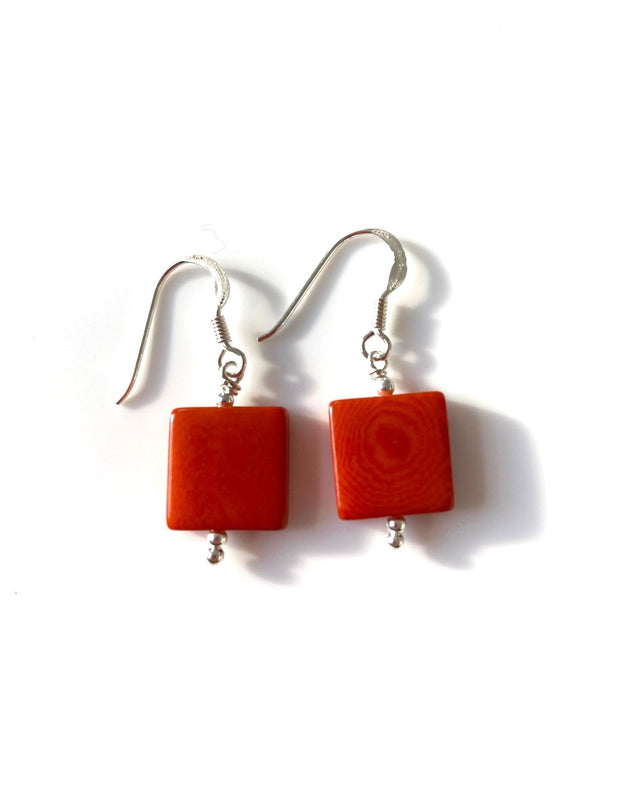 Cuadritos earrings (11mm) - Orange