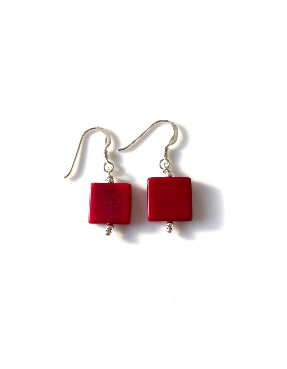 Cuadritos earrings (11mm) - Red