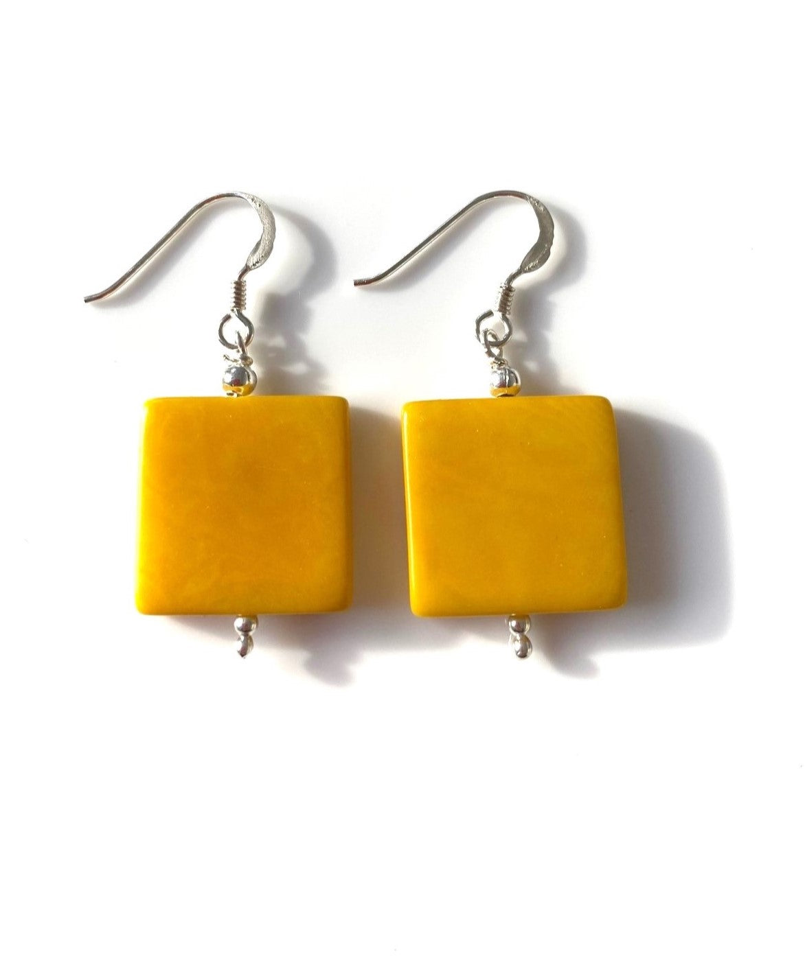 Cuadros earrings (18mm) - Mustard
