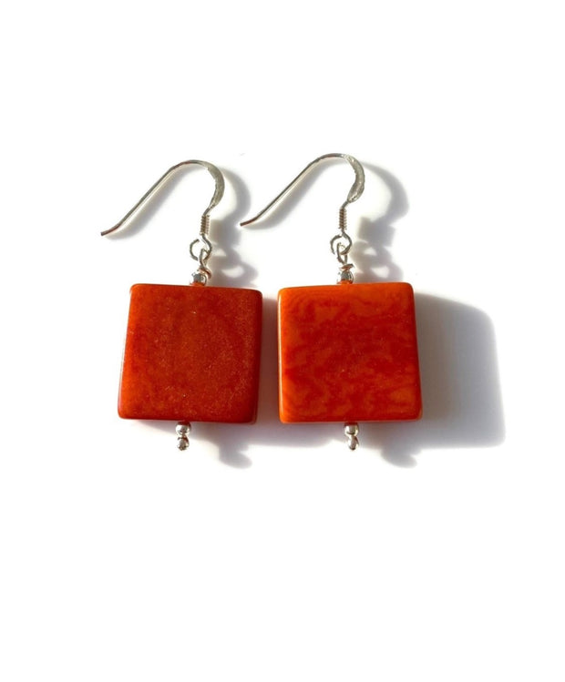 Cuadros earrings (18mm) - Orange
