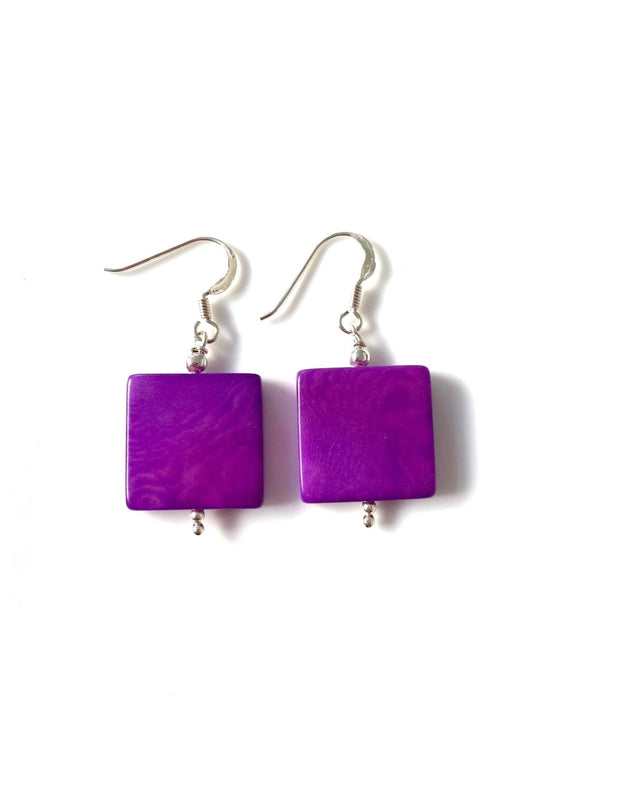 Cuadros earrings (18mm) - Purple