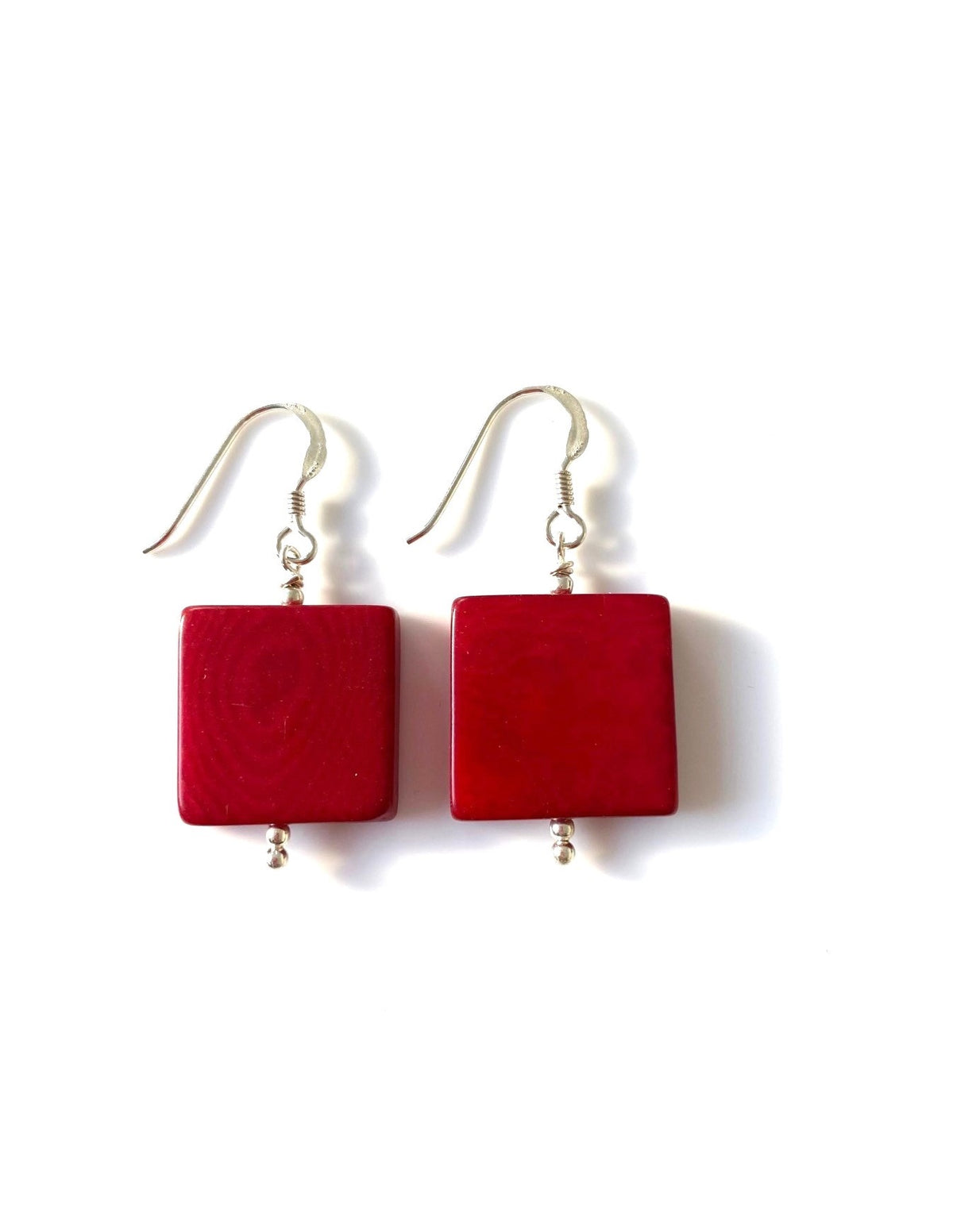 Cuadros earrings (18mm) - Red