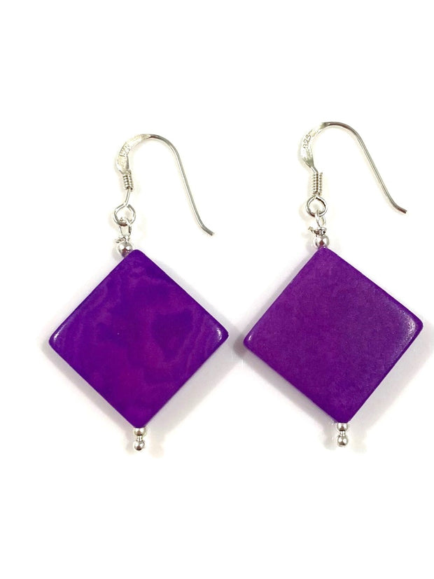 Diamante earrings (18mm) - Purple