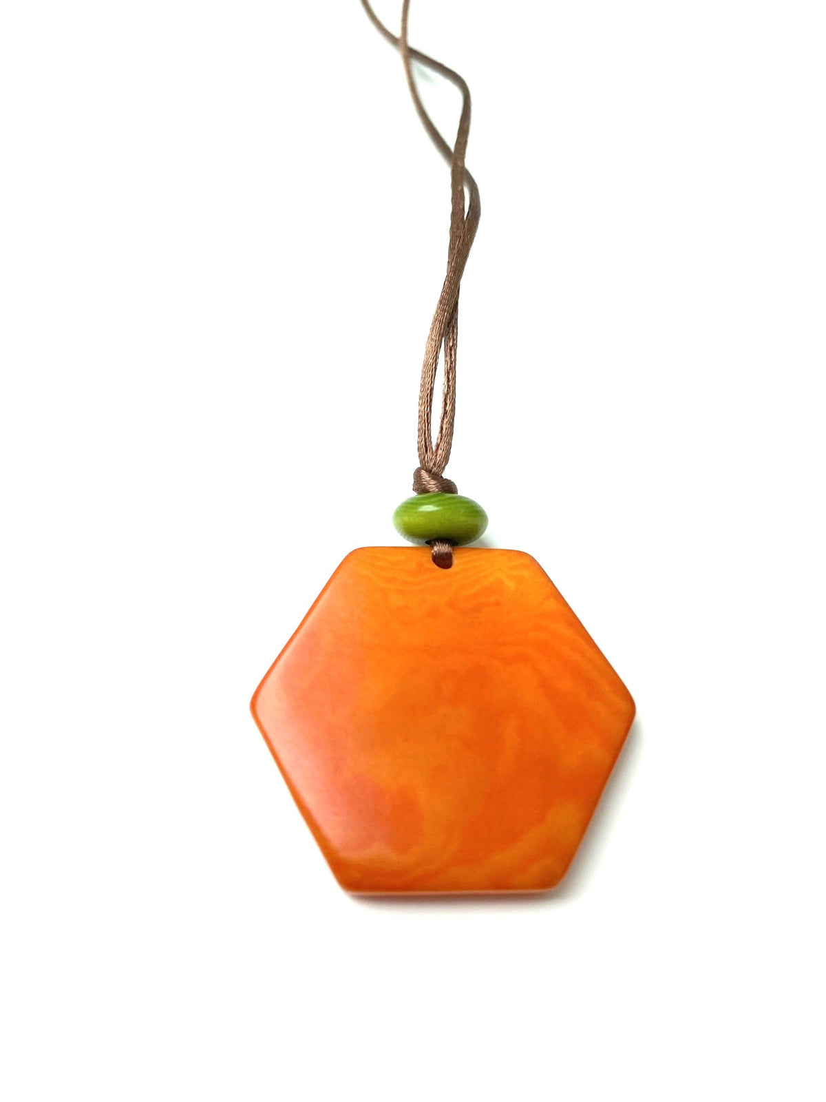 Hexagon pendant necklace - Orange