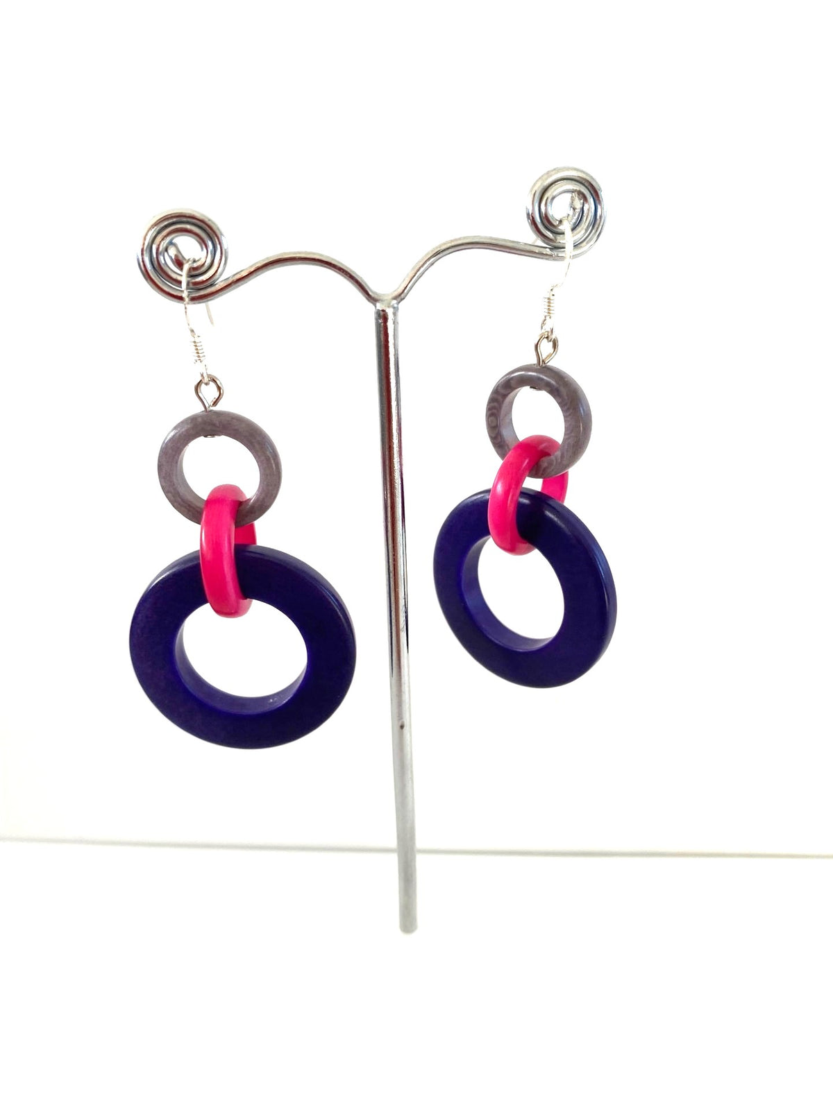 Hoops Earrings - Indigo/Pink/grey