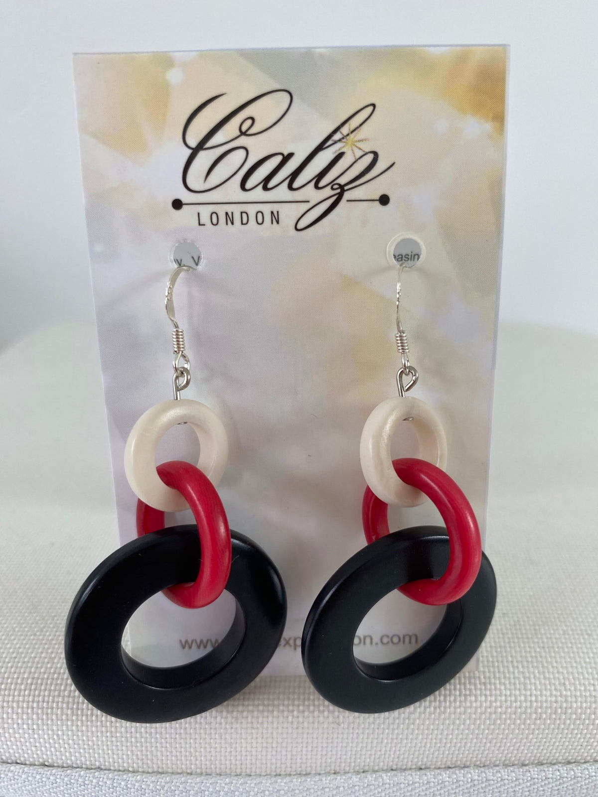 Hoops Earrings - Black/red/ivory