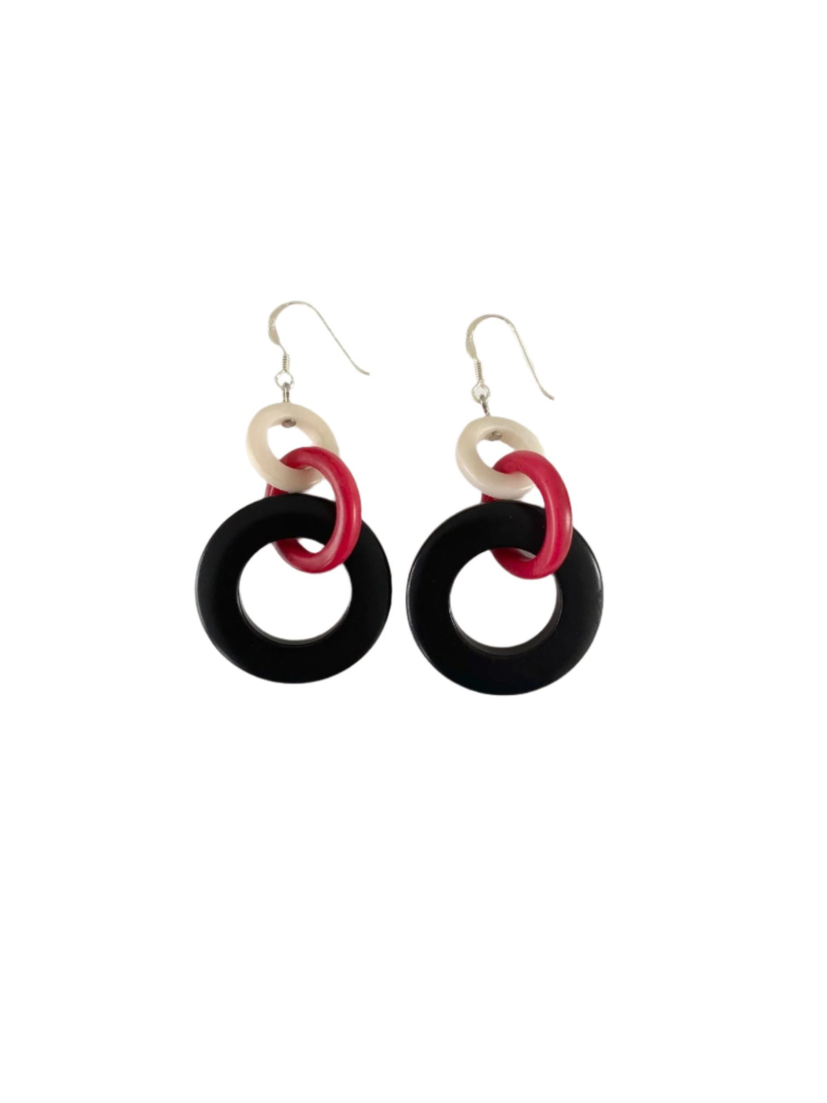 Hoops Earrings - Black/red/ivory