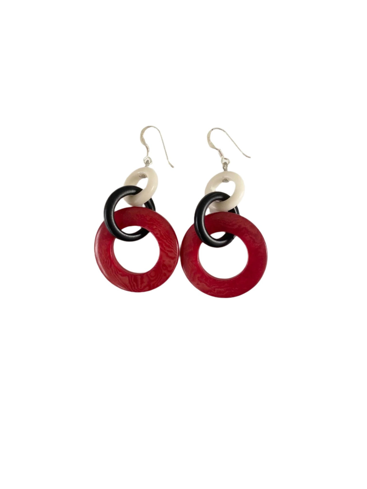 Hoops Earrings - Red/Black/Ivory