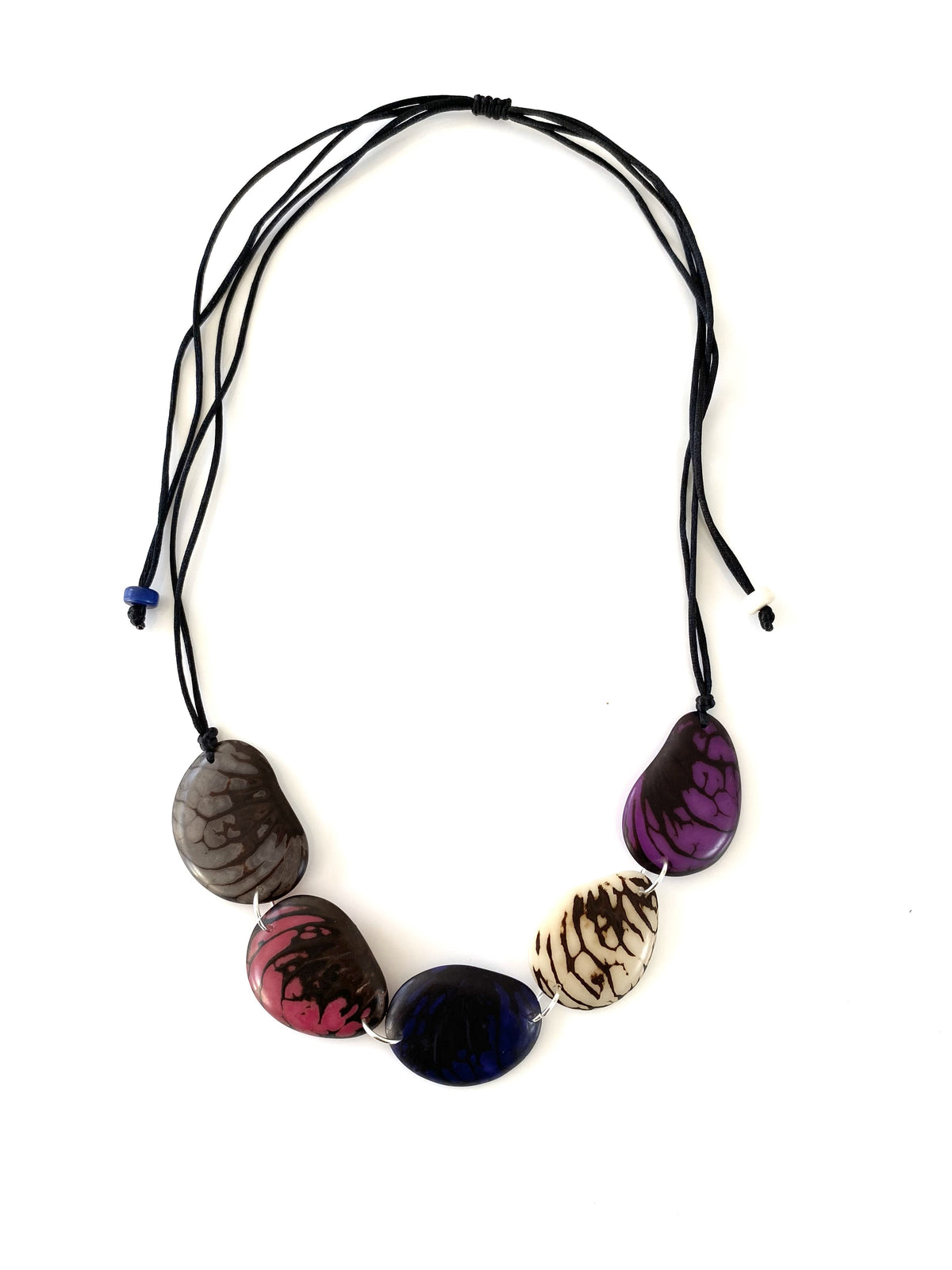 Zebra Necklace - Navy/Pink/Ivory/Grey/Purple