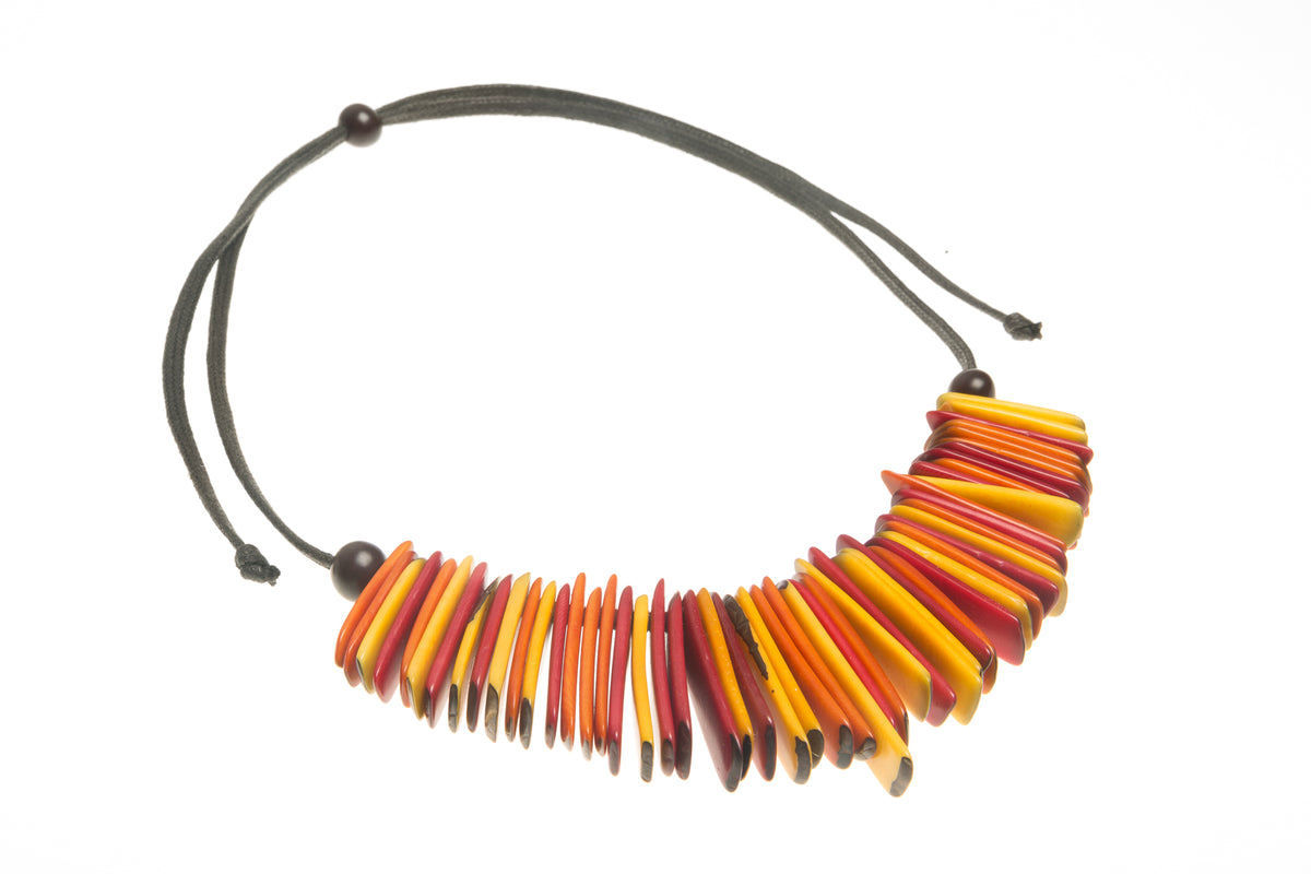 India Necklace - Orange, Red & Yellow Tones