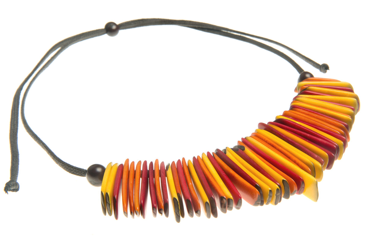 India Necklace - Orange, Red & Yellow Tones