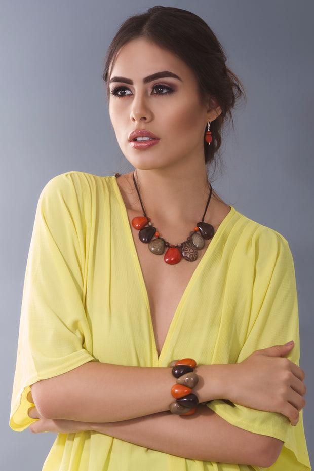 Sirena necklace - Orange & Brown Tones