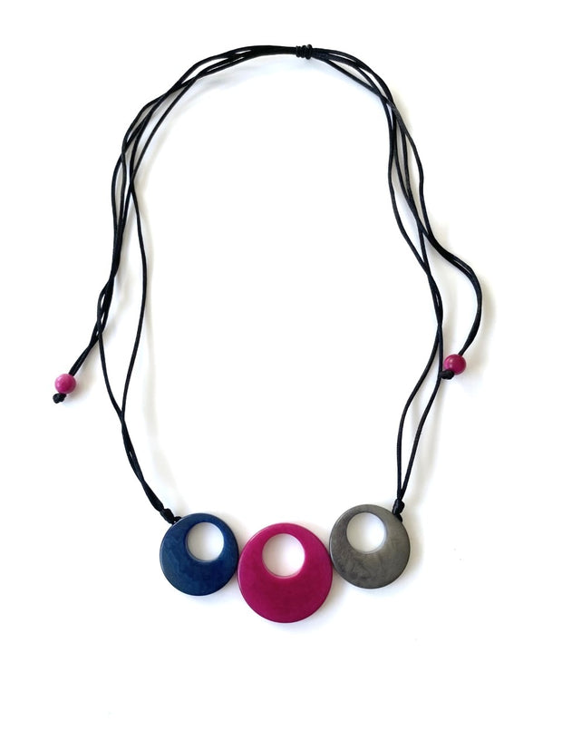 Treslunas necklace - Navy, Pink & Grey