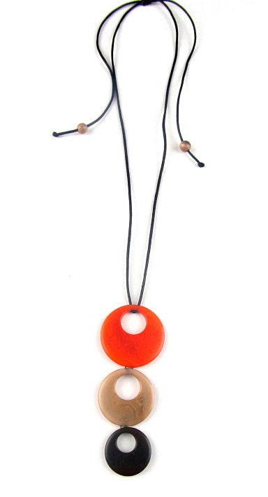 Triluna pendant necklace - Orange & brown tones