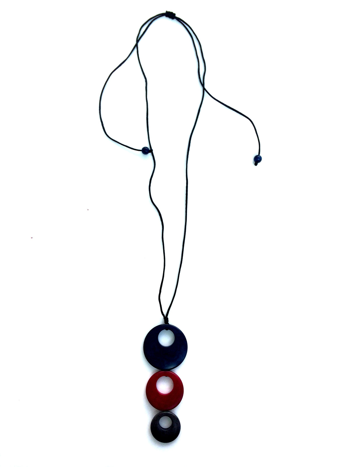 Triluna pendant necklace - Navy, fuchsia & grey Tones