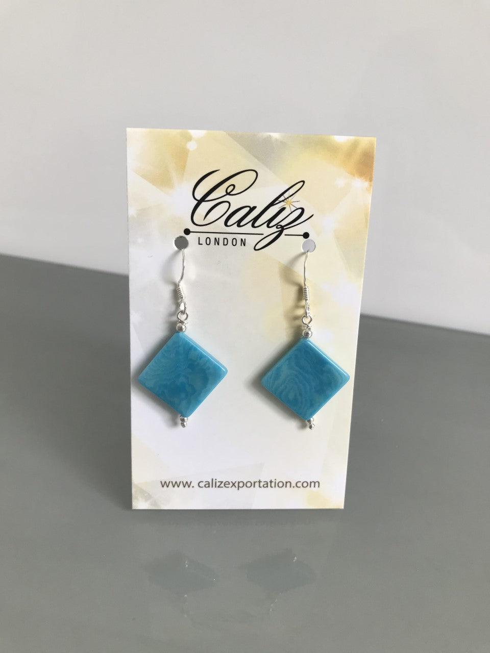 Diamante earrings (14mm) - Blue sky
