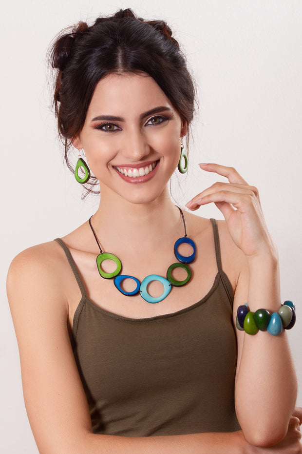 Donut Necklace - Green & Blue tones