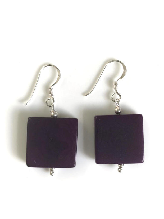 Square earrings (18mm) - Purple