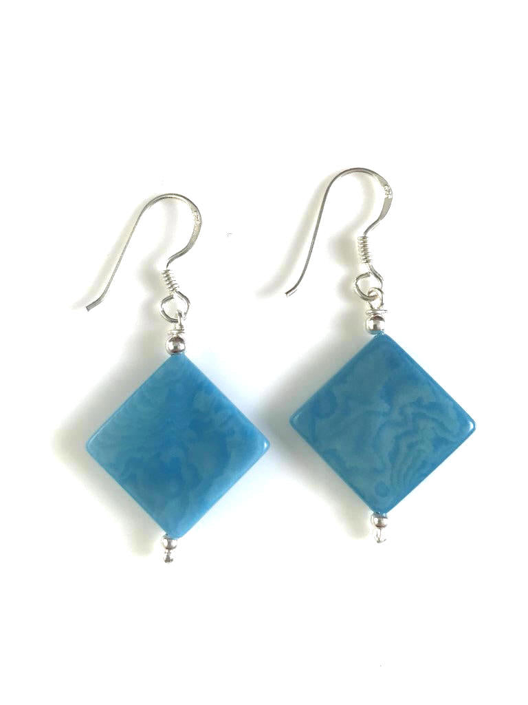 Diamante earrings (14mm) - Blue sky