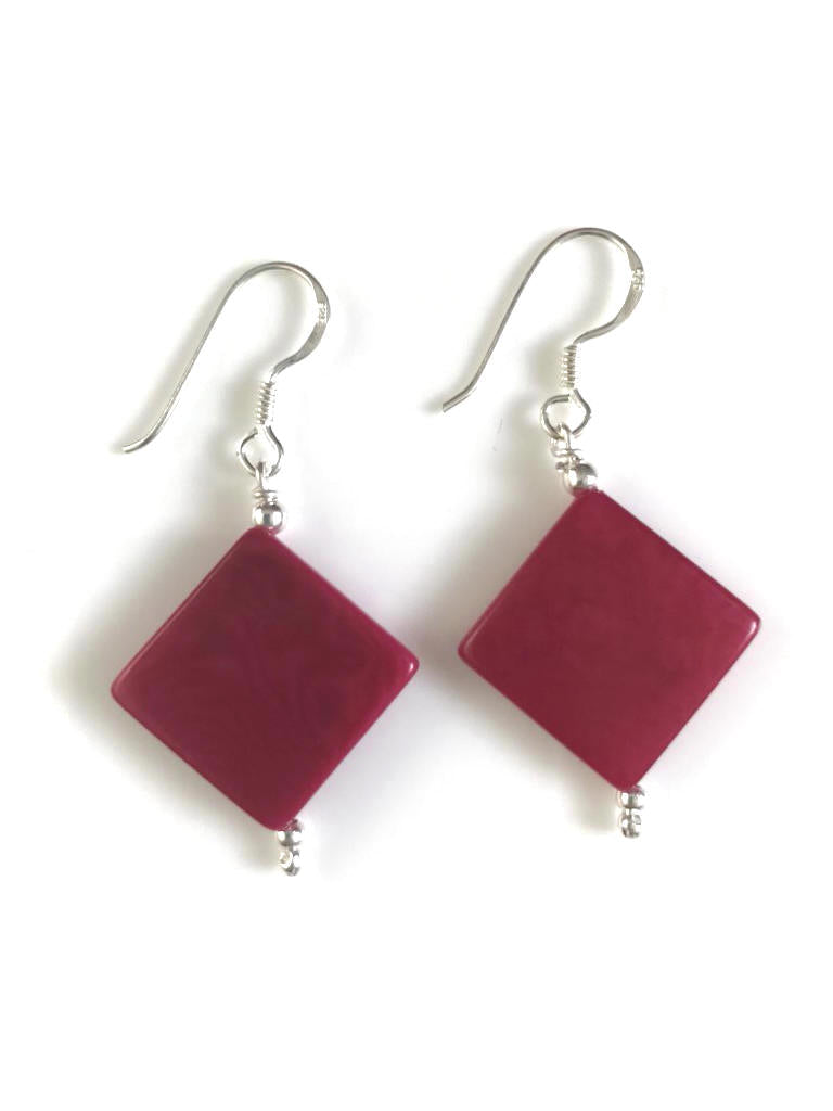 Diamante earrings (14mm) - Pink/Fuchsia