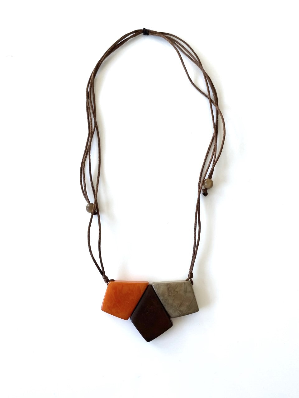 Tridiamante Necklace - Orange & Browns