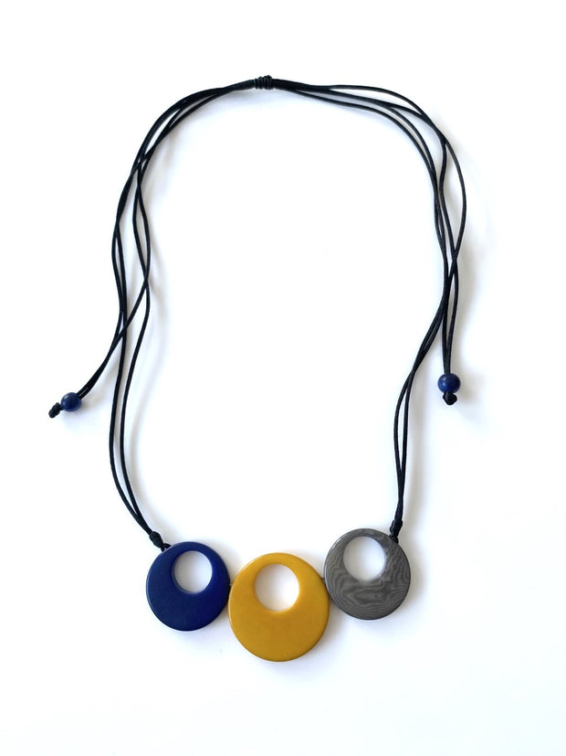 Treslunas necklace - Navy, Mustard & Grey