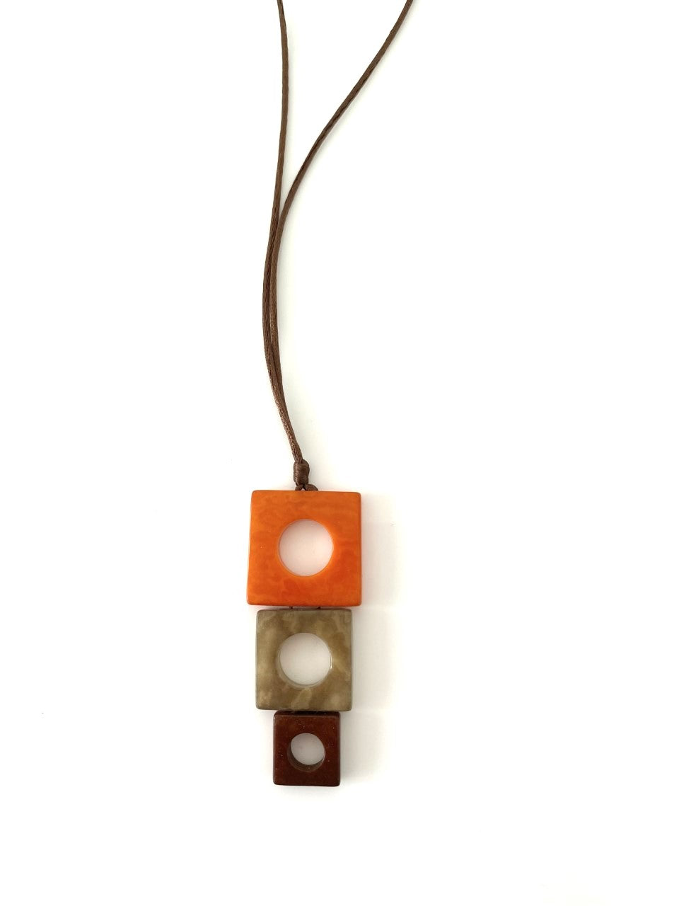 Tricuadros pendant necklace - Orange and brown