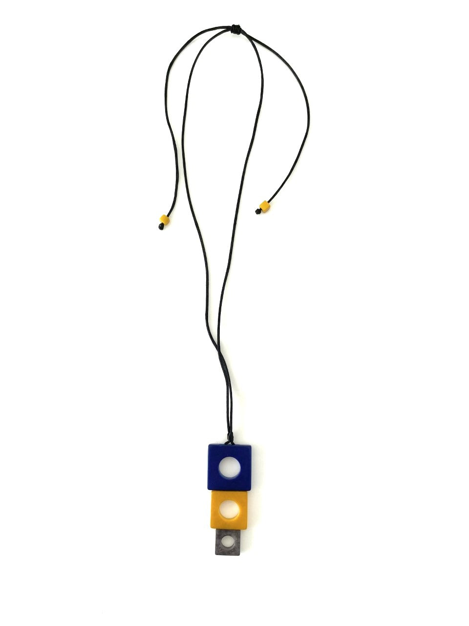 Tricuadros pendant necklace - Navy/yellow/grey
