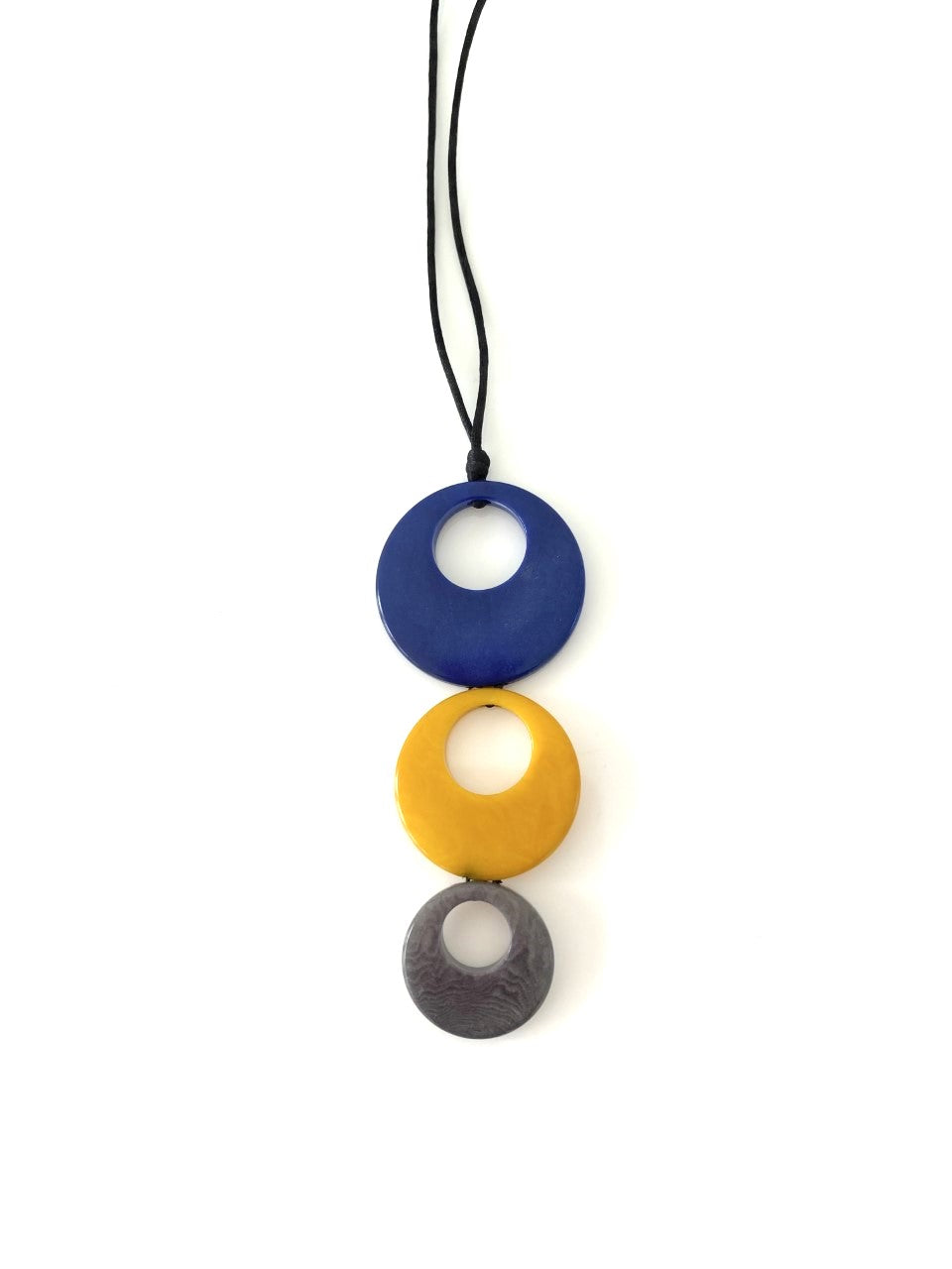 Triluna pendant necklace - Navy/yellow/grey